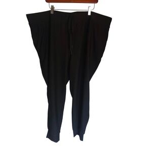 Vively Womens 3X Black Ribbed Knit Joggers Drawstring Waist Lounge Pants